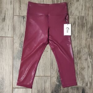 ZYIA Active Crop Metallic Plum Leggings NWT Size 6-8